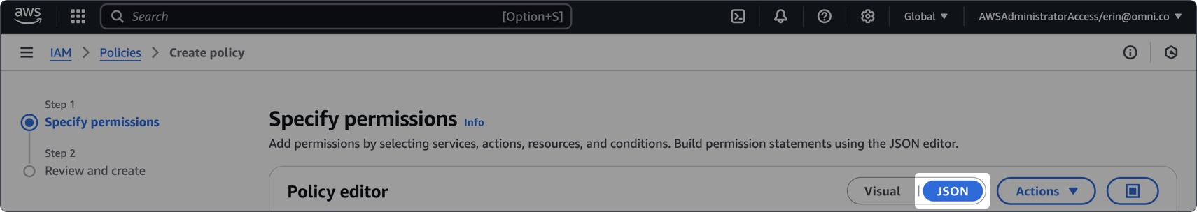 AWS IAM policy editor