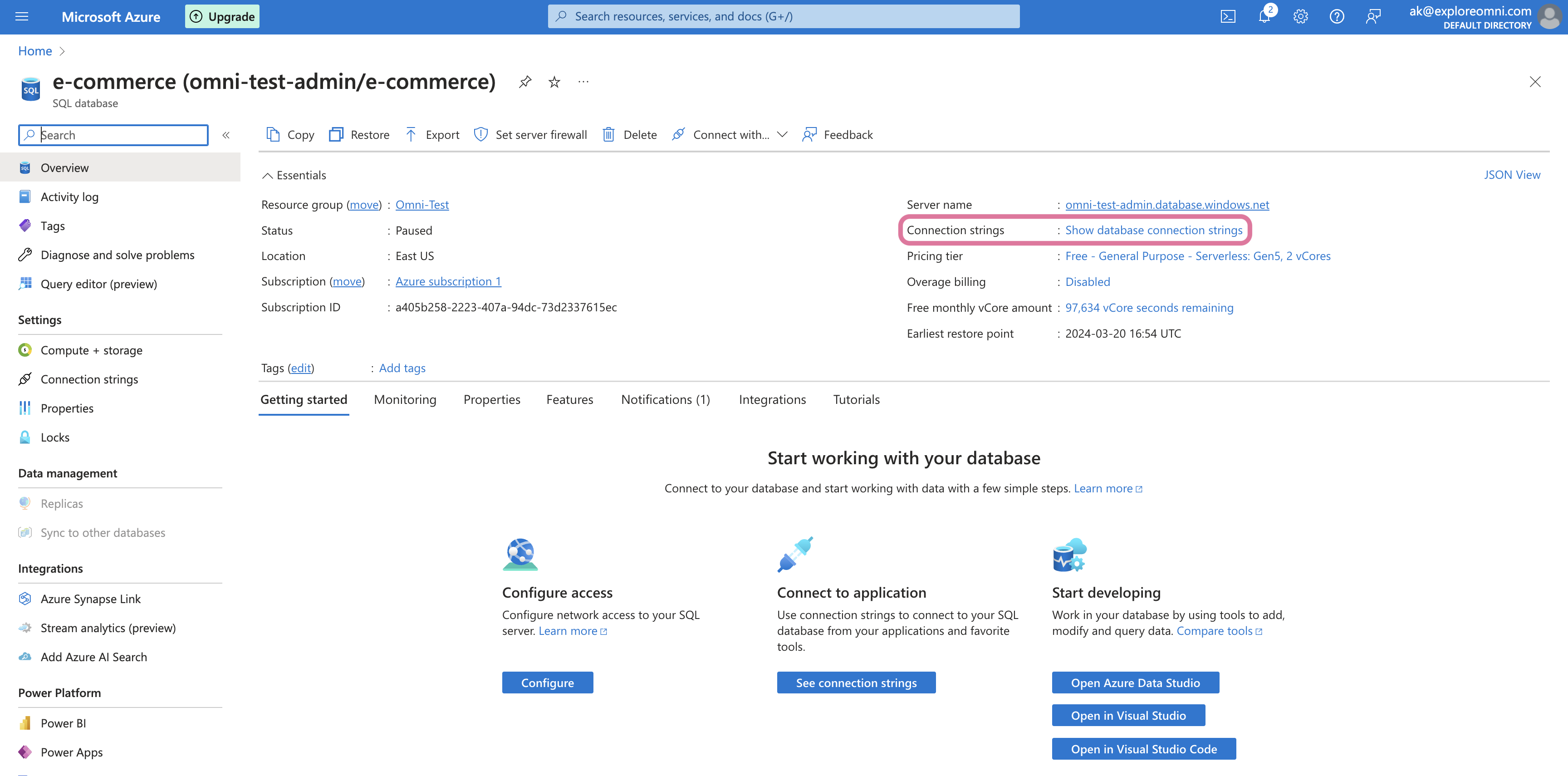 Connection strings link