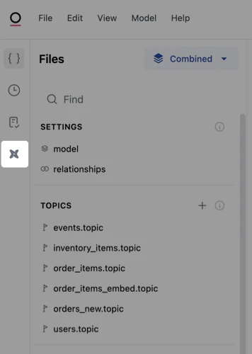 dbt icon in the sidebar of the Omni model IDE