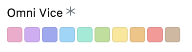 Asterisk showing that the color palette is custom