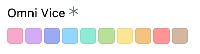Asterisk showing that the color palette is custom
