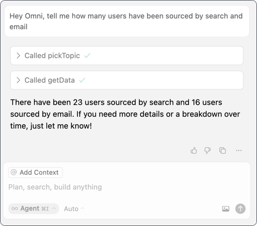 Cursor running an MCP query