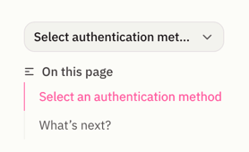 Authentication method selection menu on right side of this page