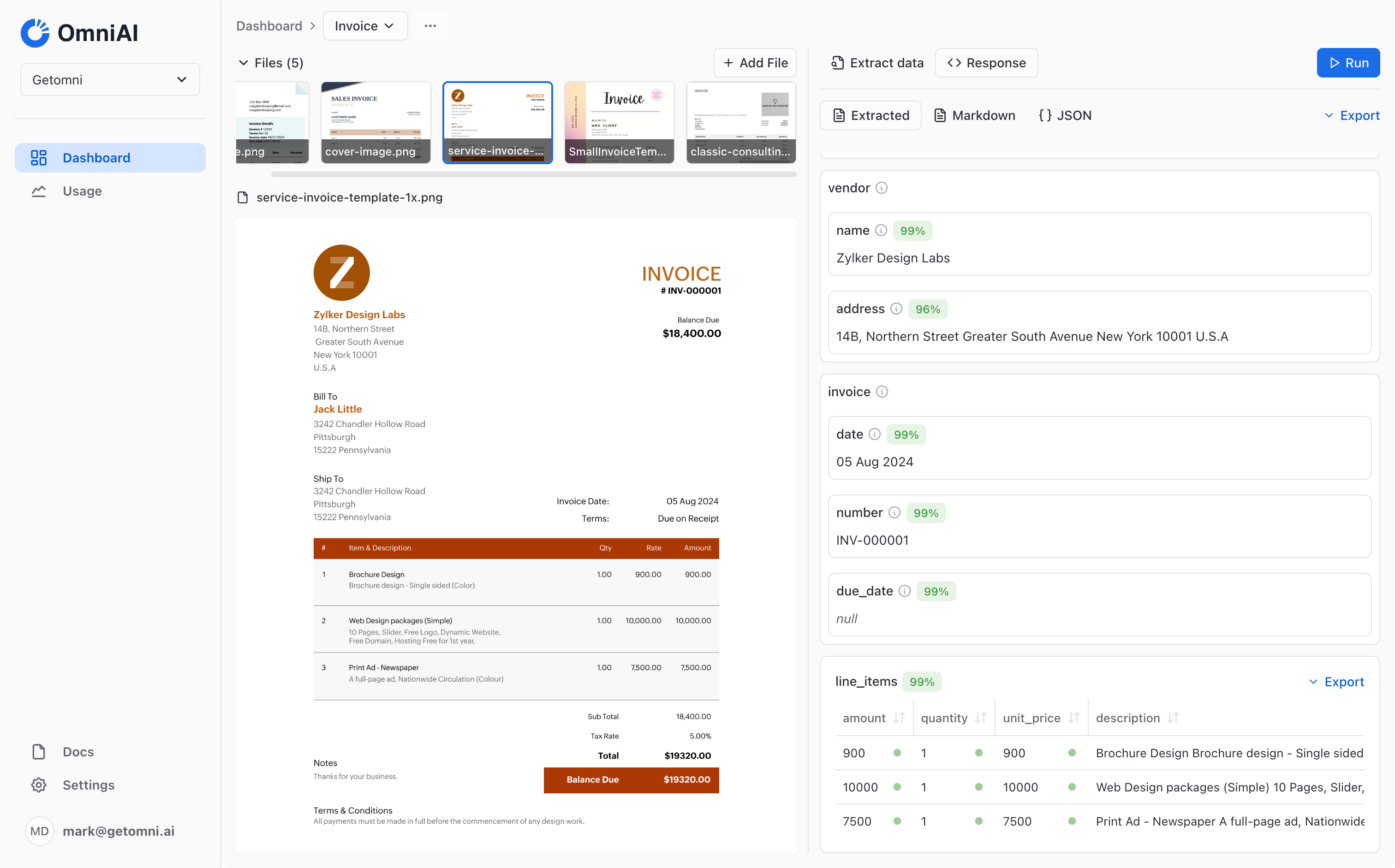 Invoice Extraction Results