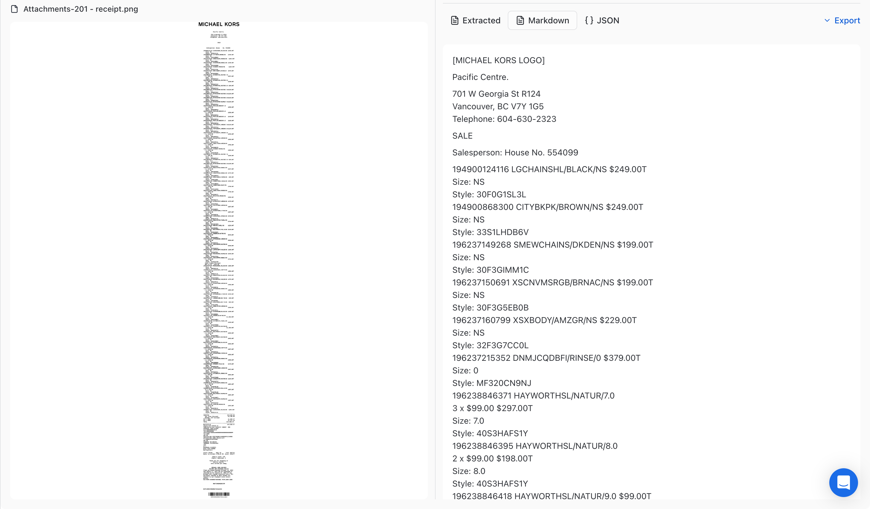 Long Receipt Processing