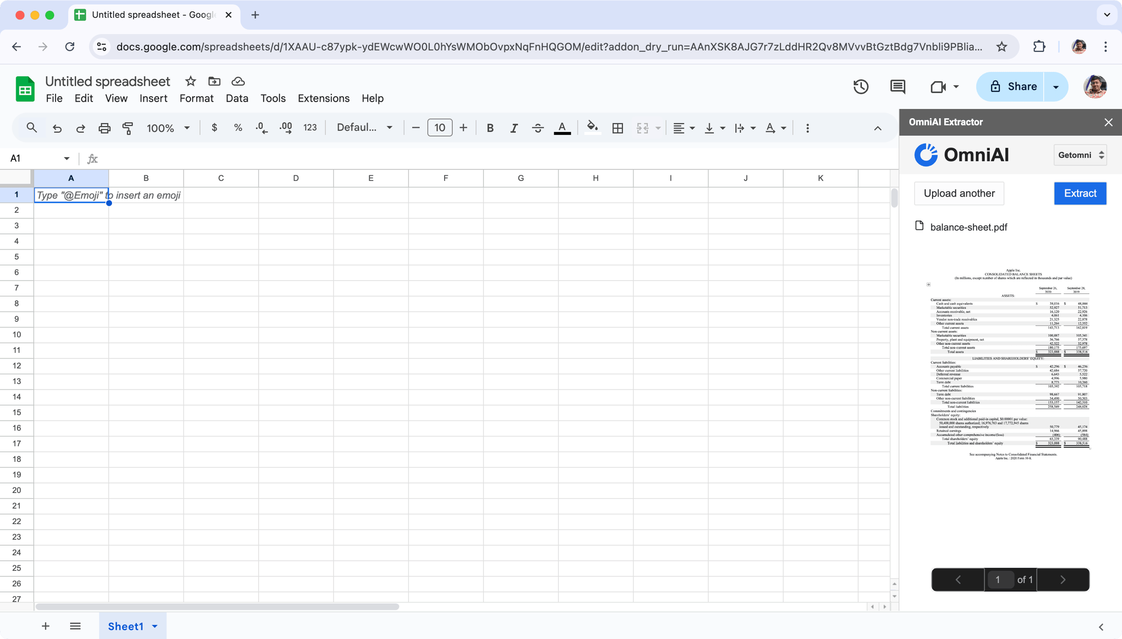 Google Sheet Add-on Extract Data