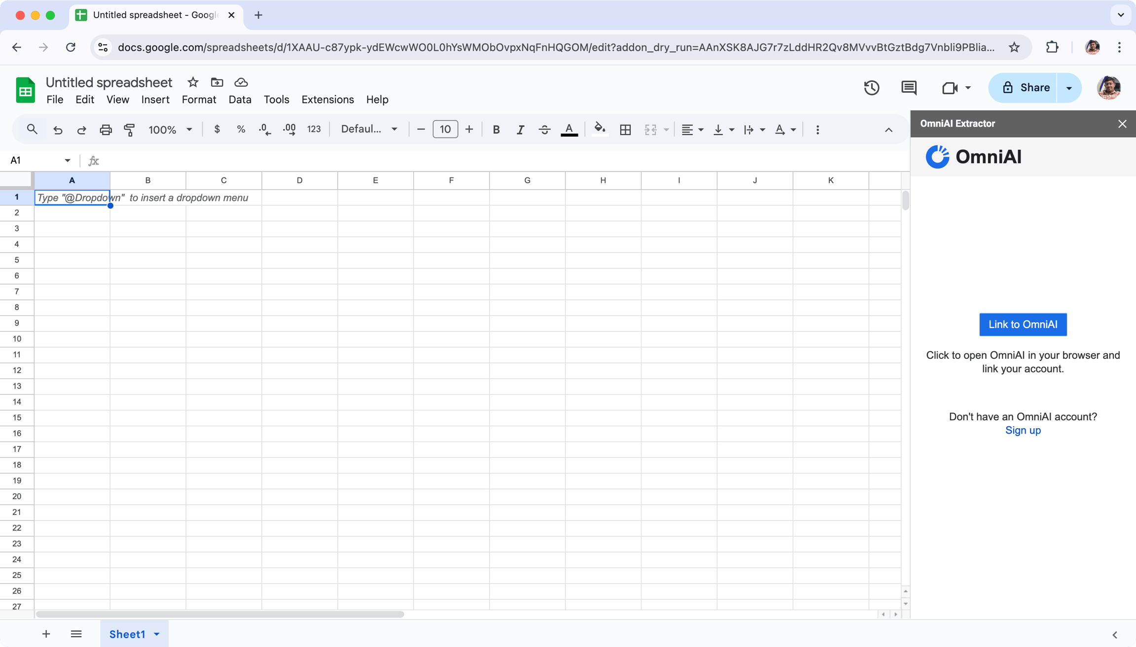 Google Sheet Add-on Link to OmniAI