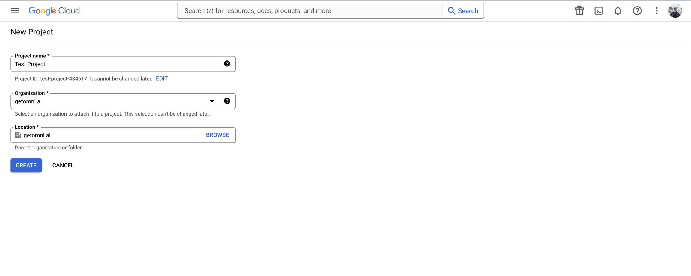 Create a new project