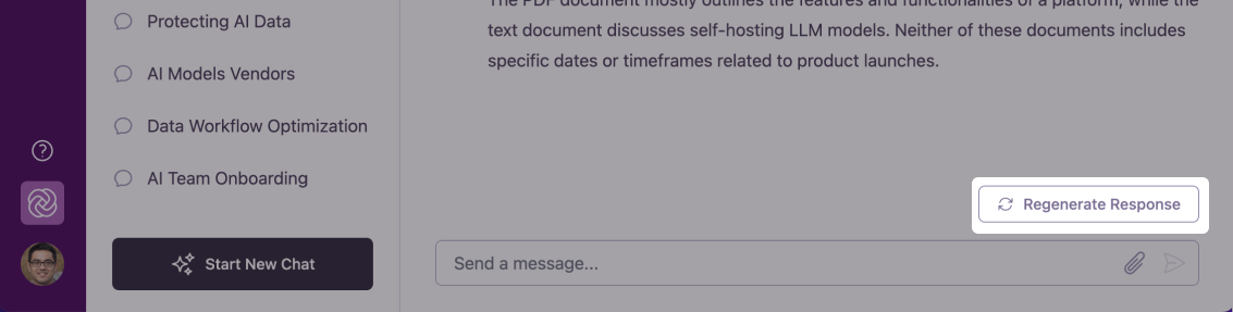 Regenerate Response Button Example
