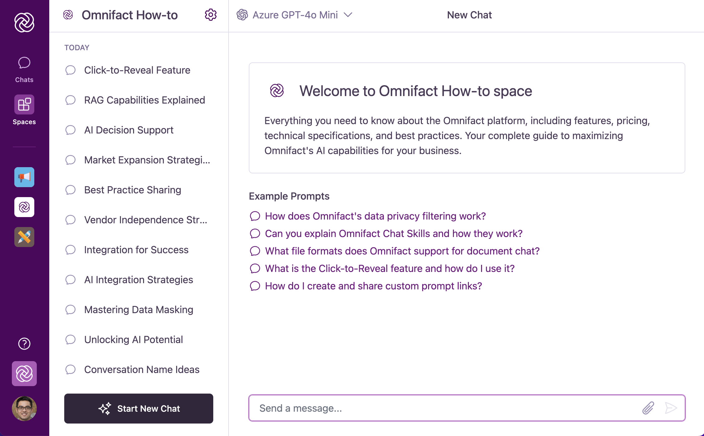 Space Header showing name and icon
