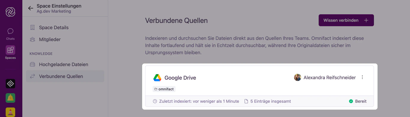 Verwaltungsliste der verbundenen Quellen mit mehreren Verbindungen