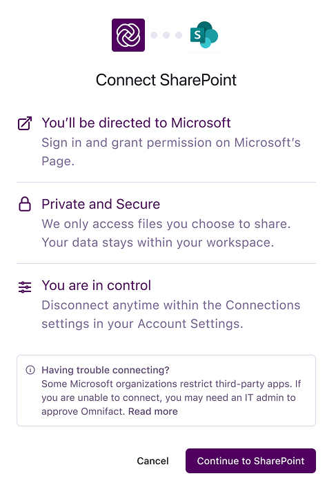 Connect SharePoint Modal