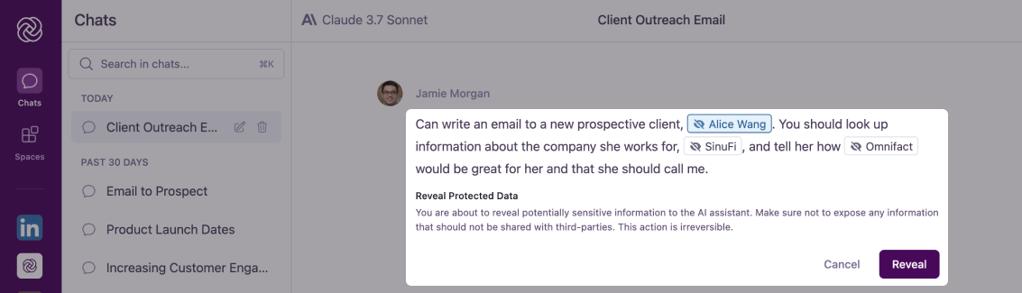 Clicking to reveal filtered information
