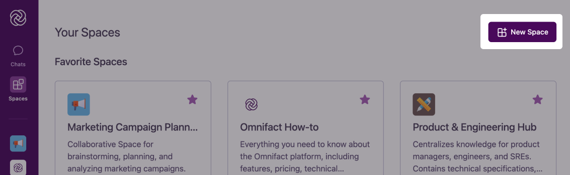 Creating a new Space in Omnifact