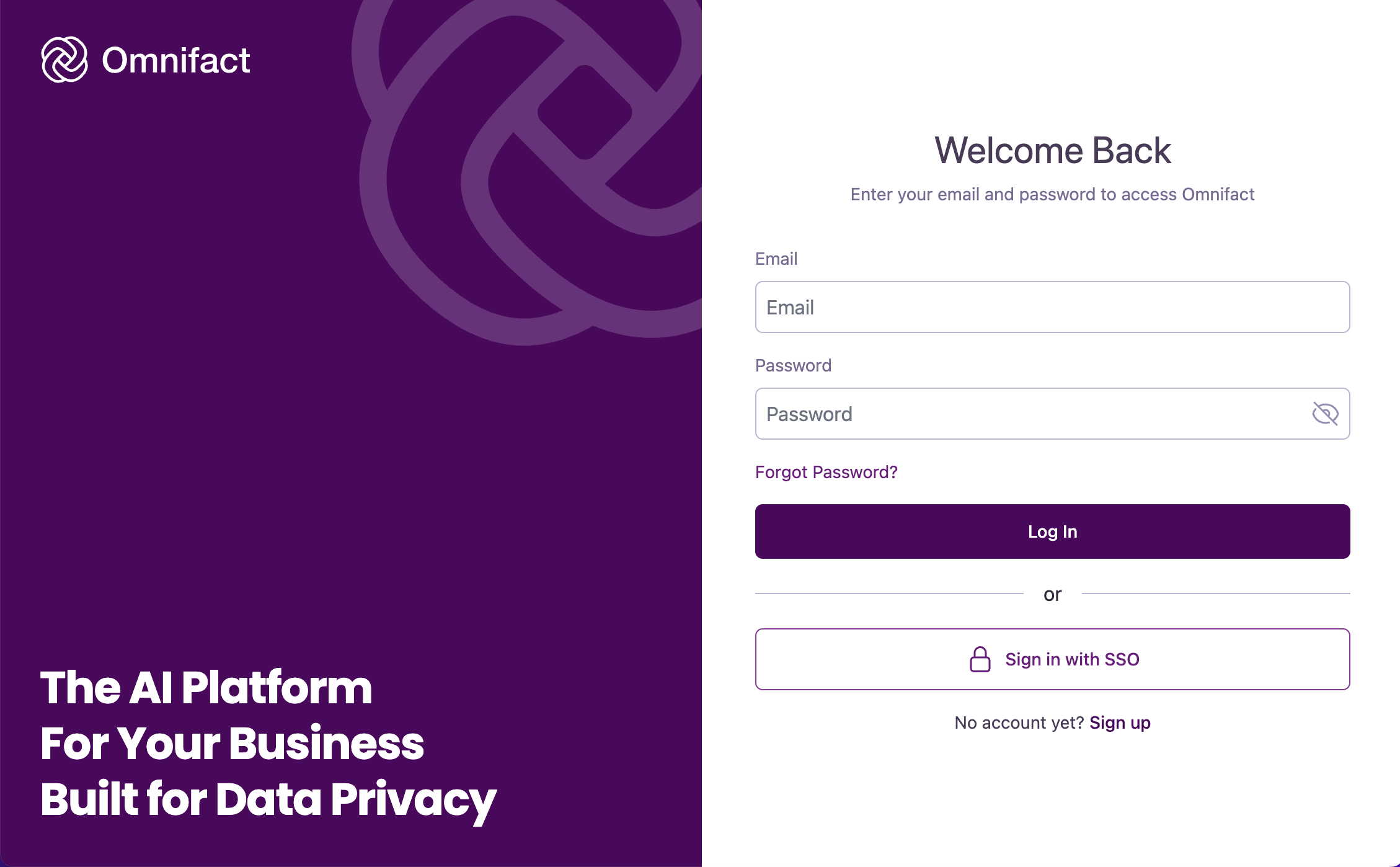 Omnifact Login Screen