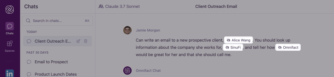 Example of filtered content in a message