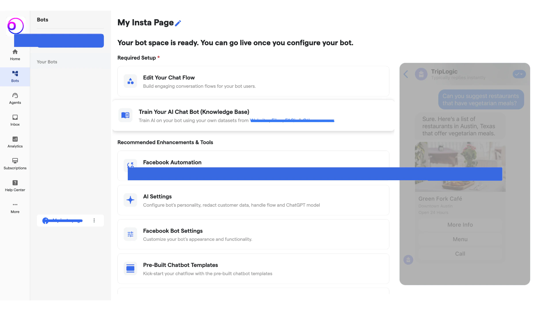 9 Facebook Chatbot OmnifitAI Resource Centre 8 Pn