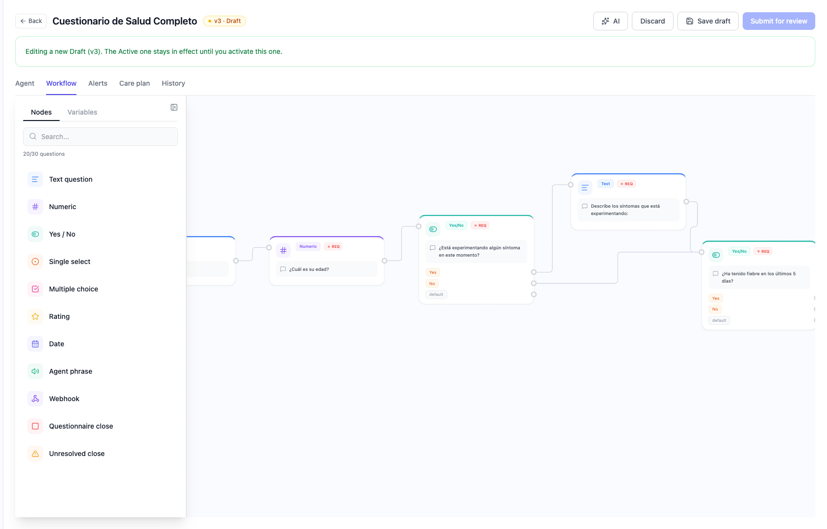 Protocol builder: flow canvas