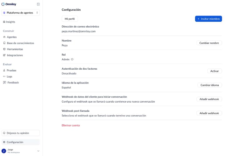 Configuration screen
