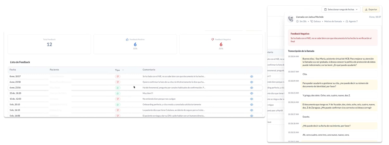 Control feedback panel