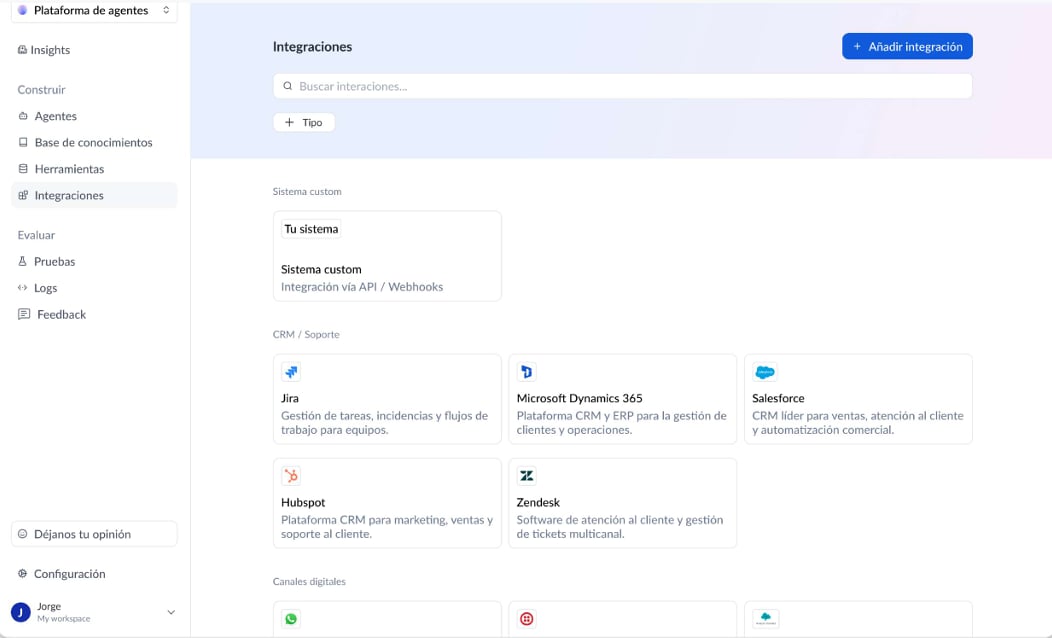 Catálogo de integraciones