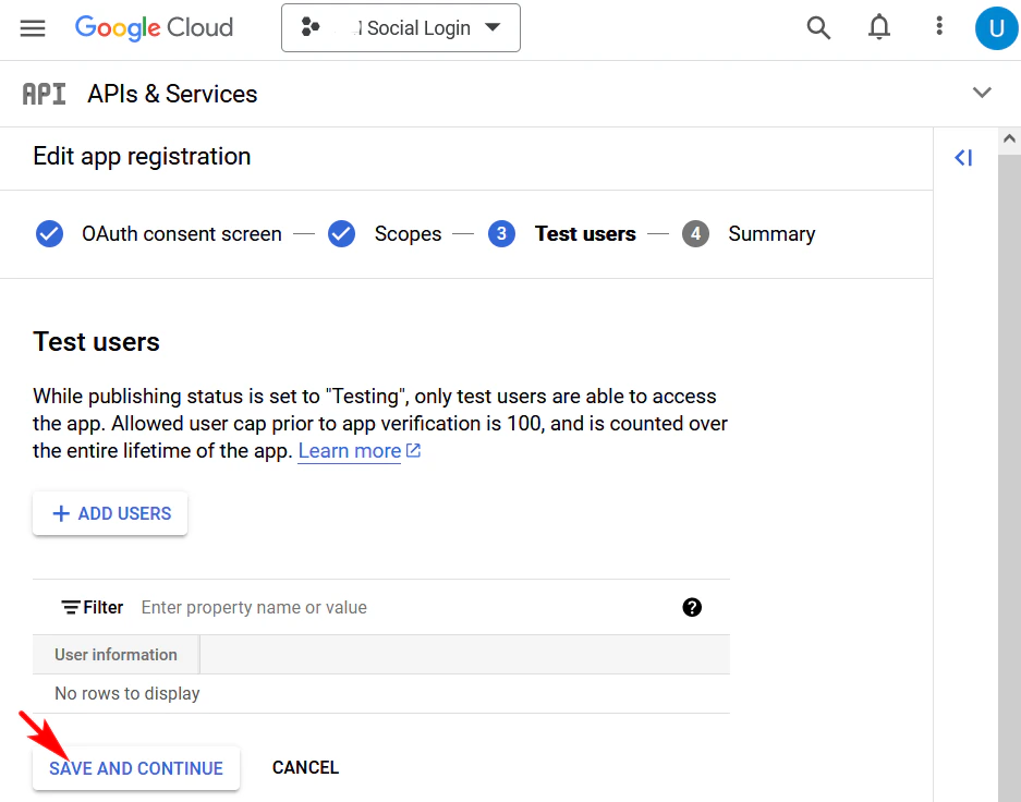 Usuários de Teste do Google