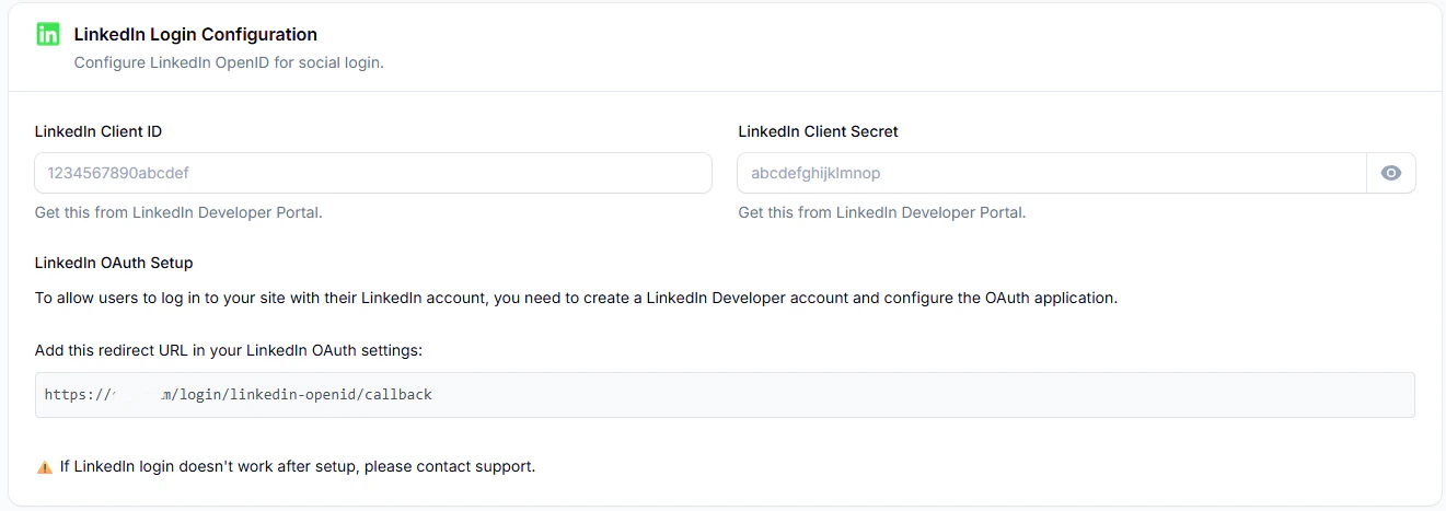LinkedIn White-label Configuration