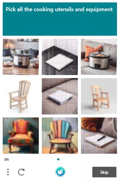 hCaptcha grid with anchor images