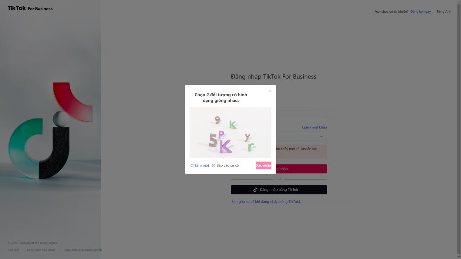 Tiktok select object modal
