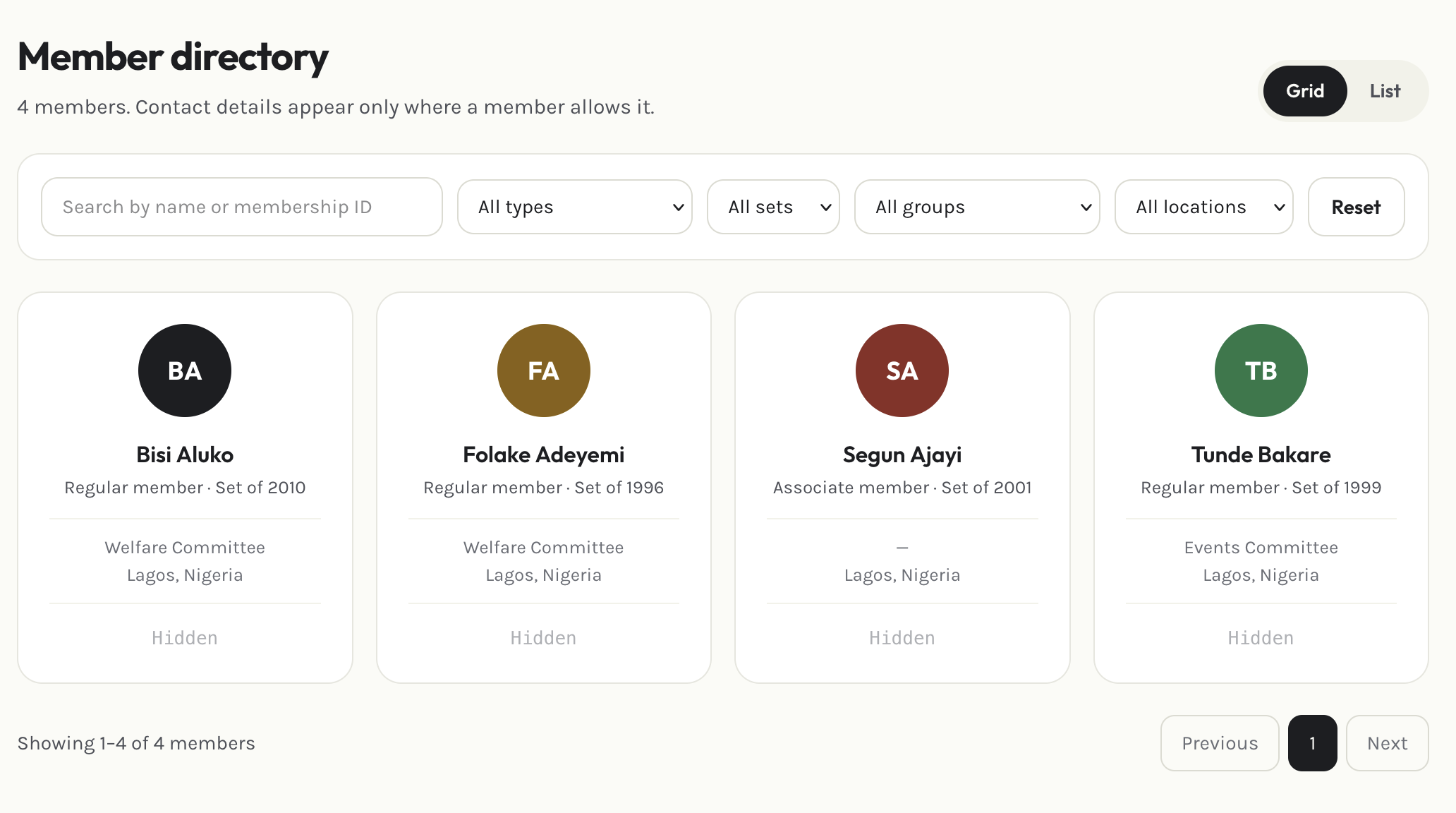 Member directory