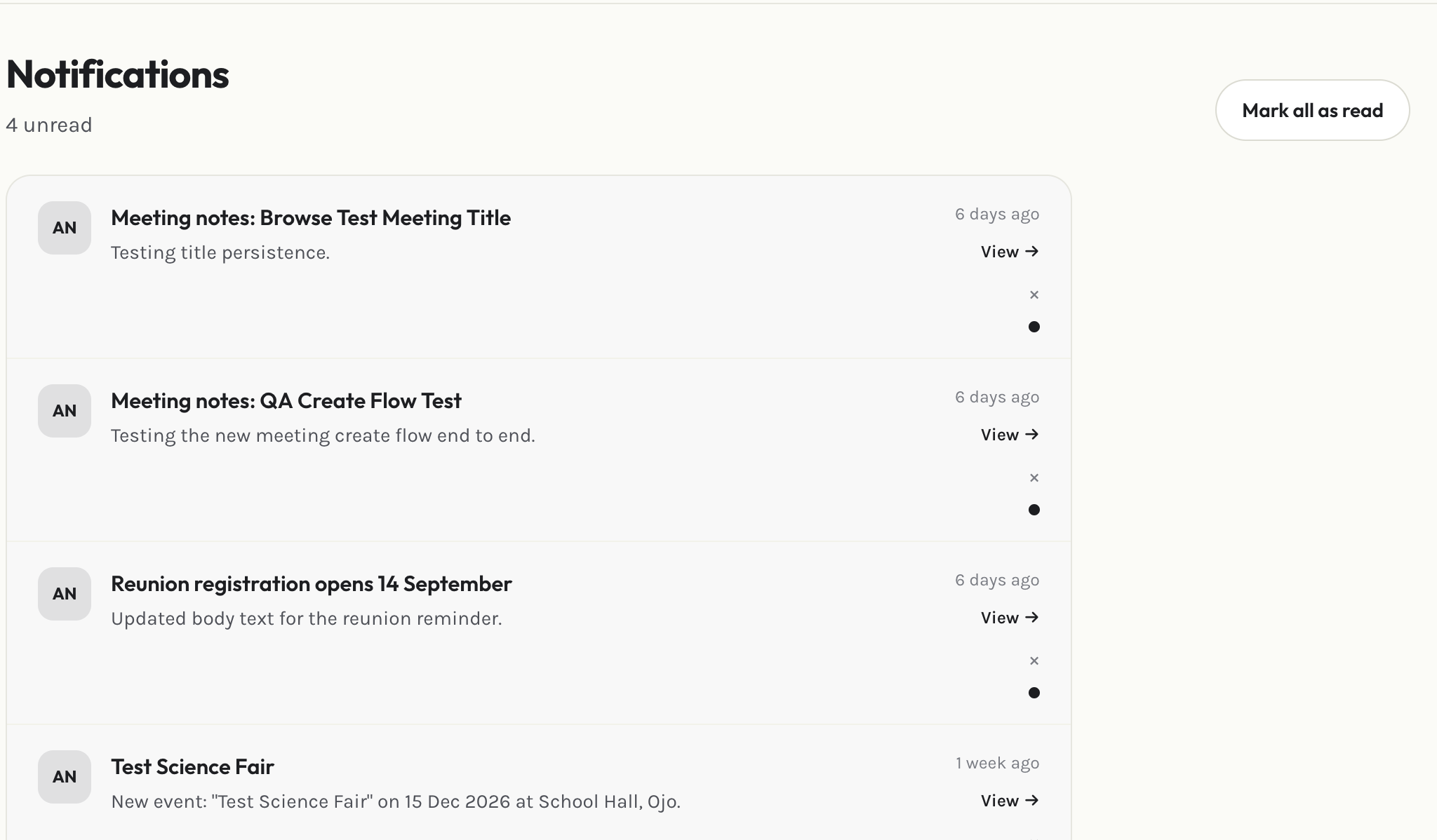Member notifications