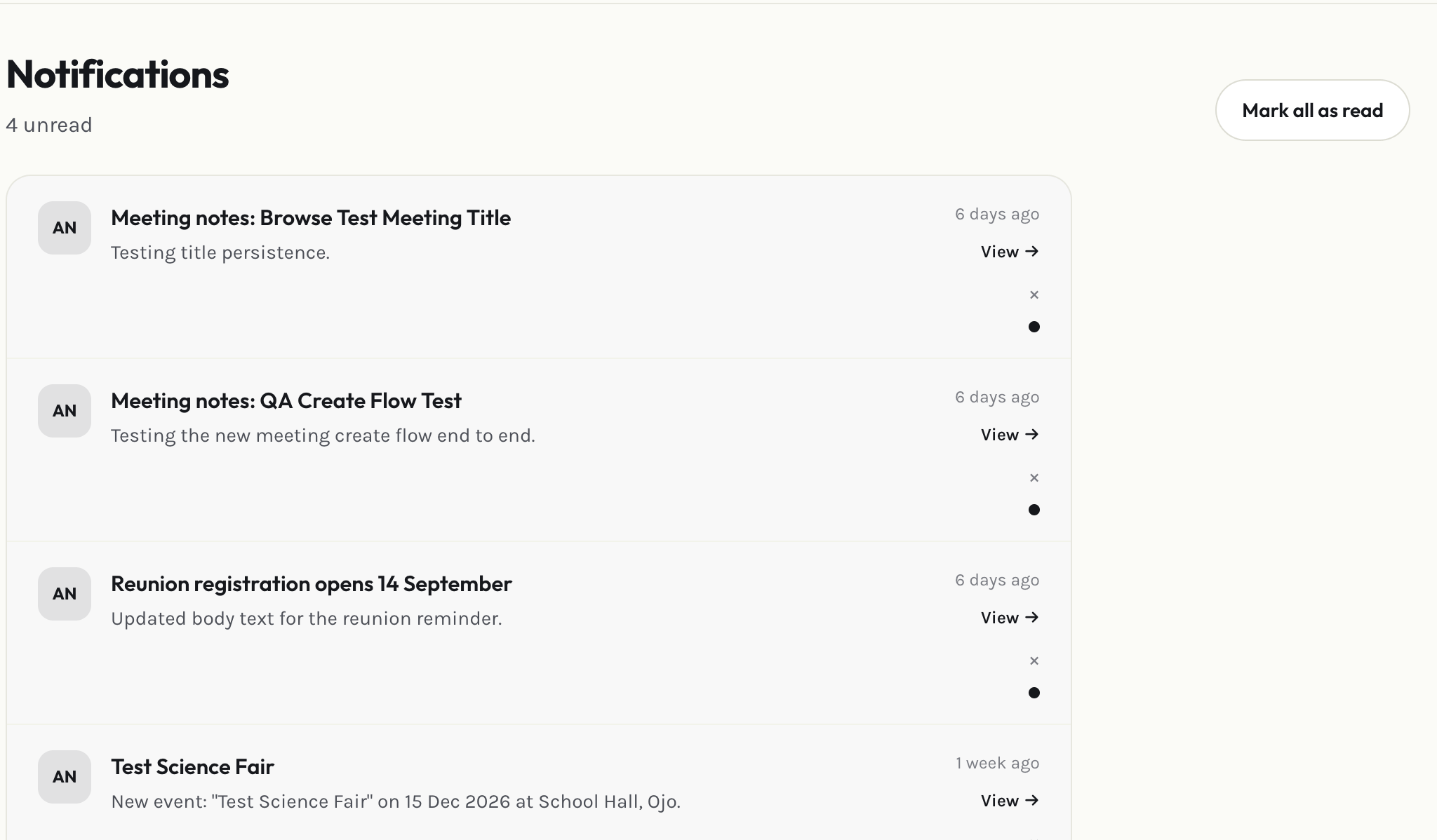Member notifications