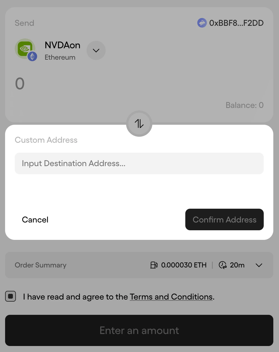 Input Destination Address