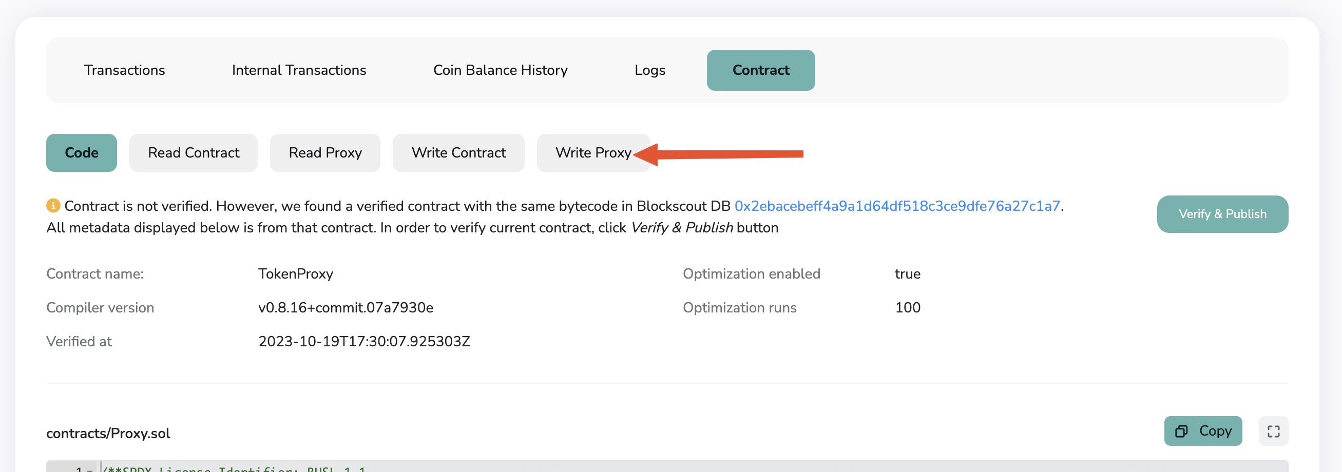 Click on Write Proxy