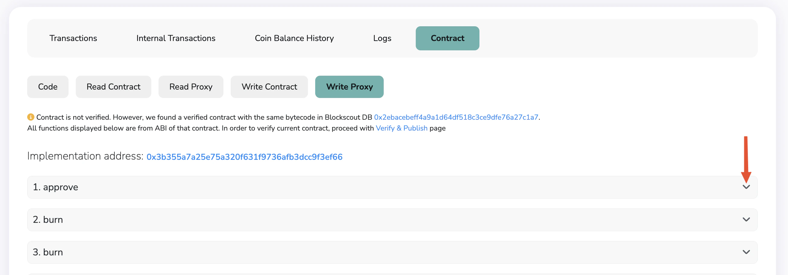 Identify the 'approve' function, and expand it