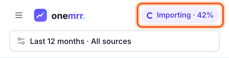 The top bar on a phone, with the Importing pill outlined
