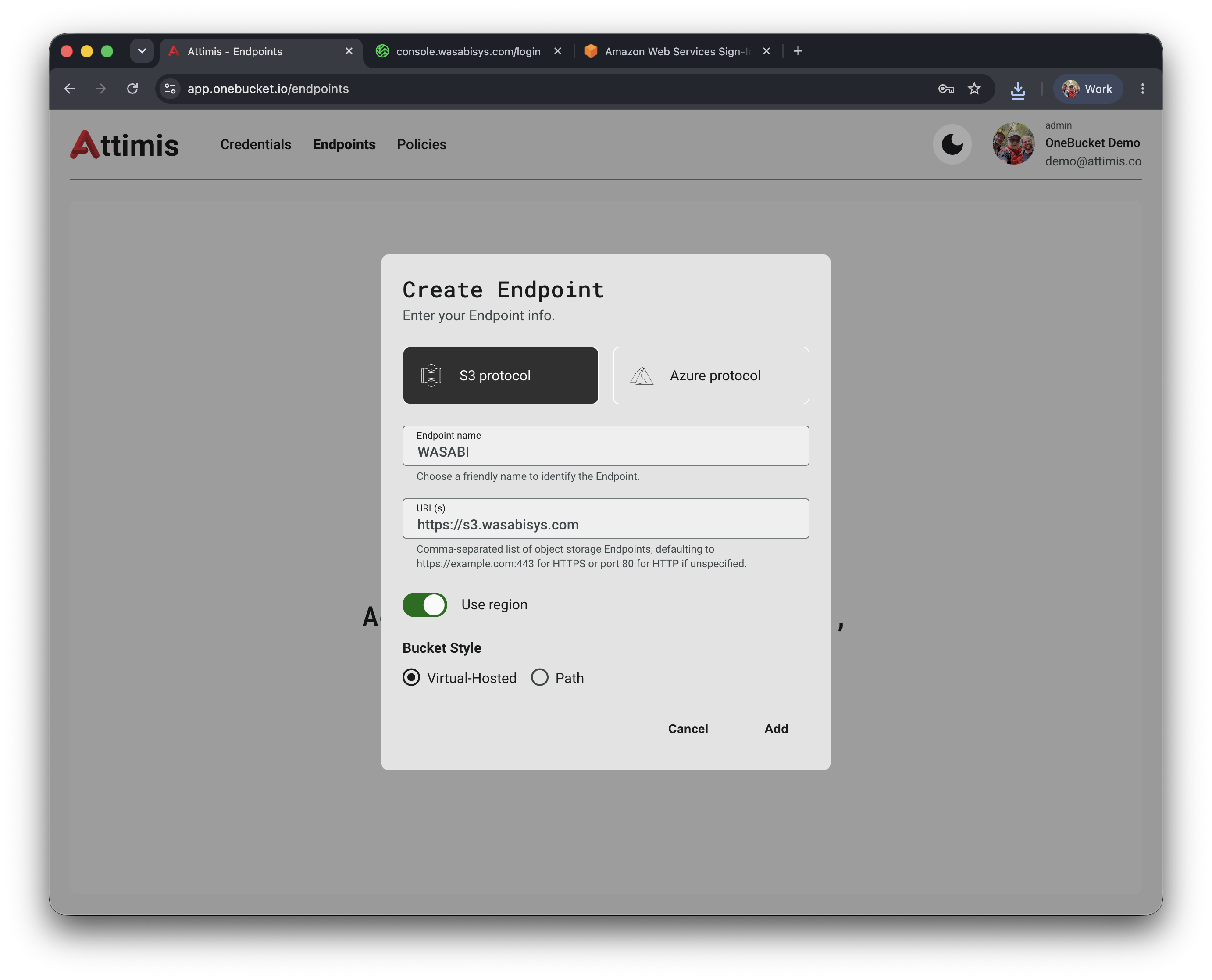 An Endpoint with its credentials