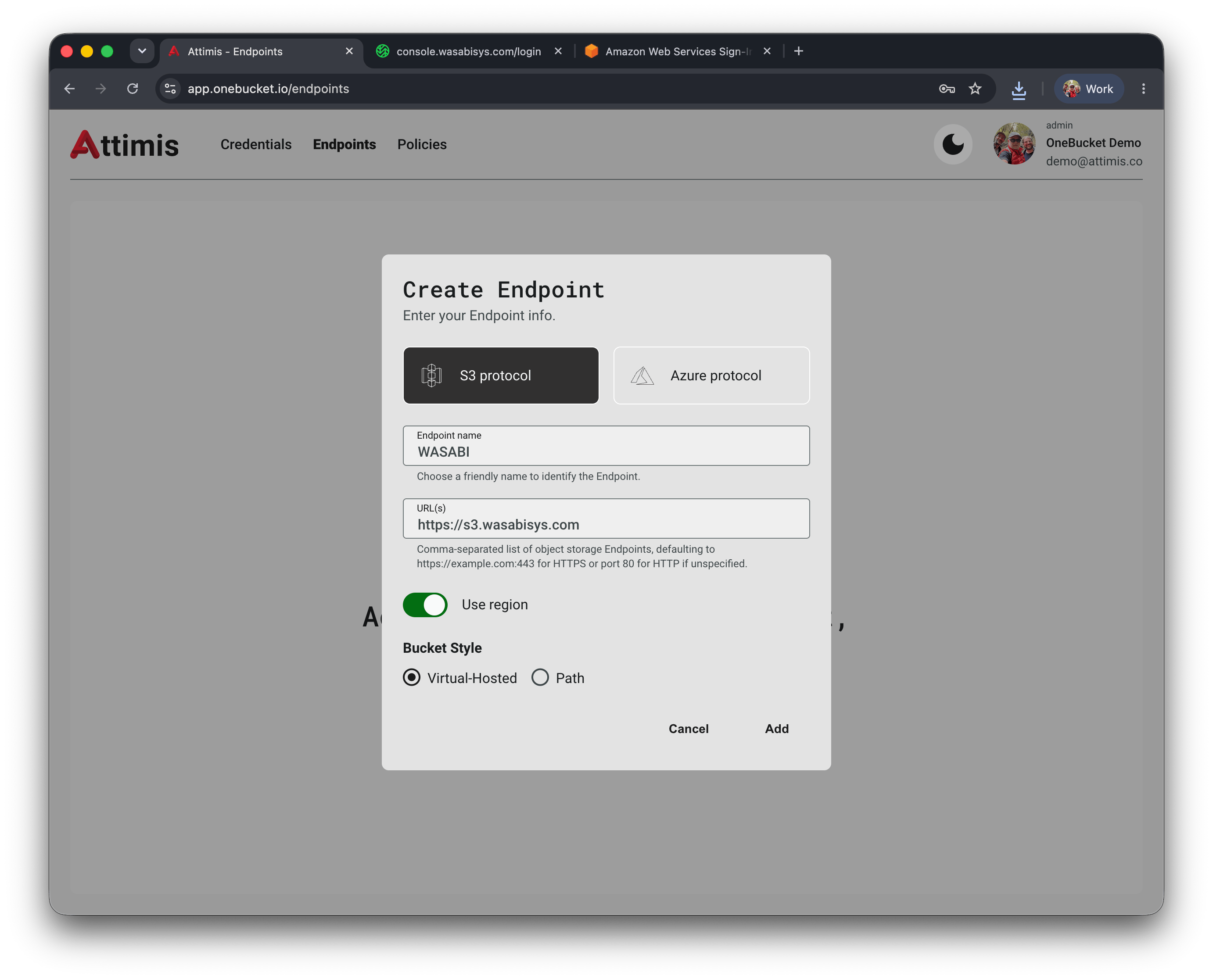 An Endpoint with its credentials