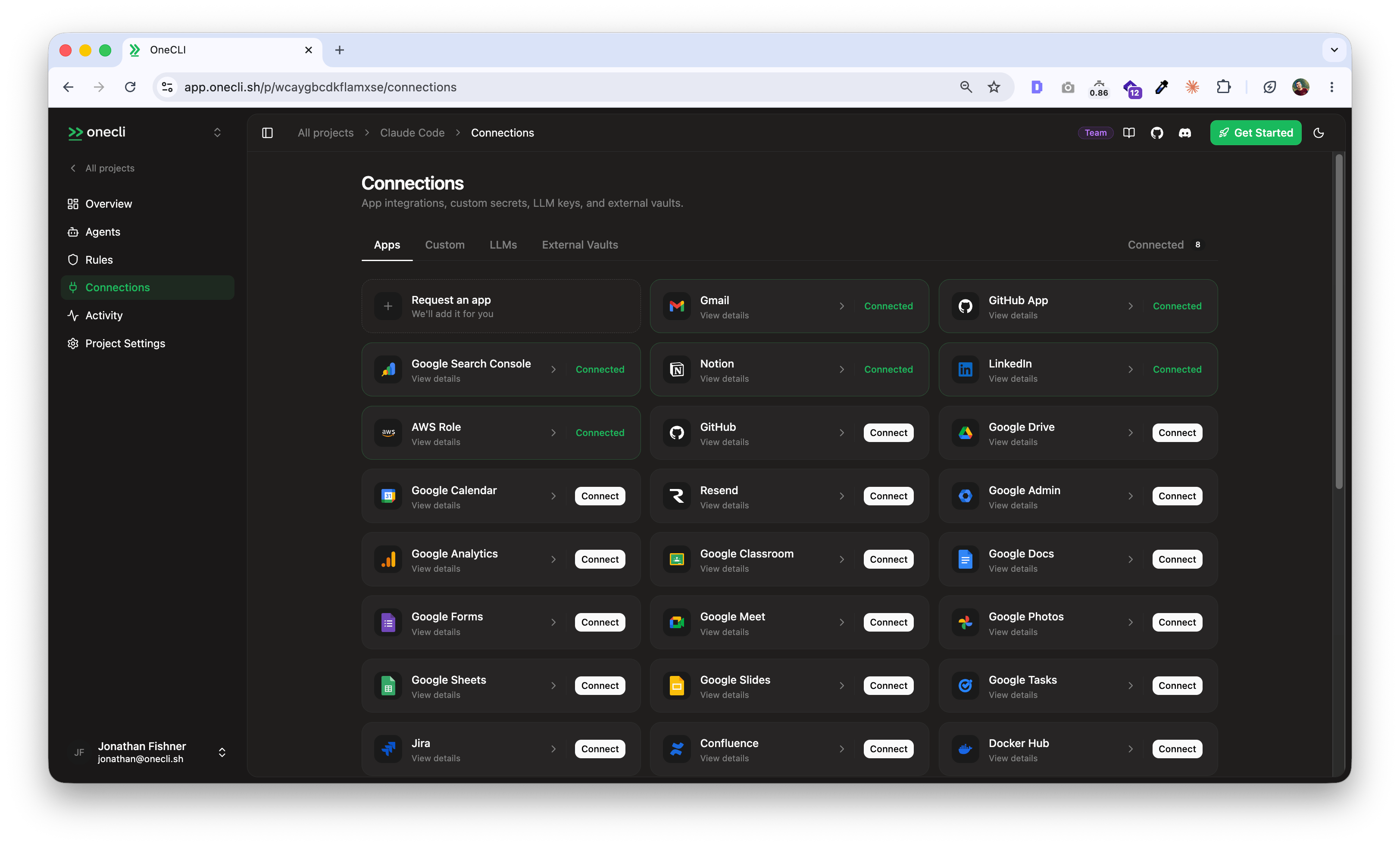 Connect a service in the Hogpass dashboard