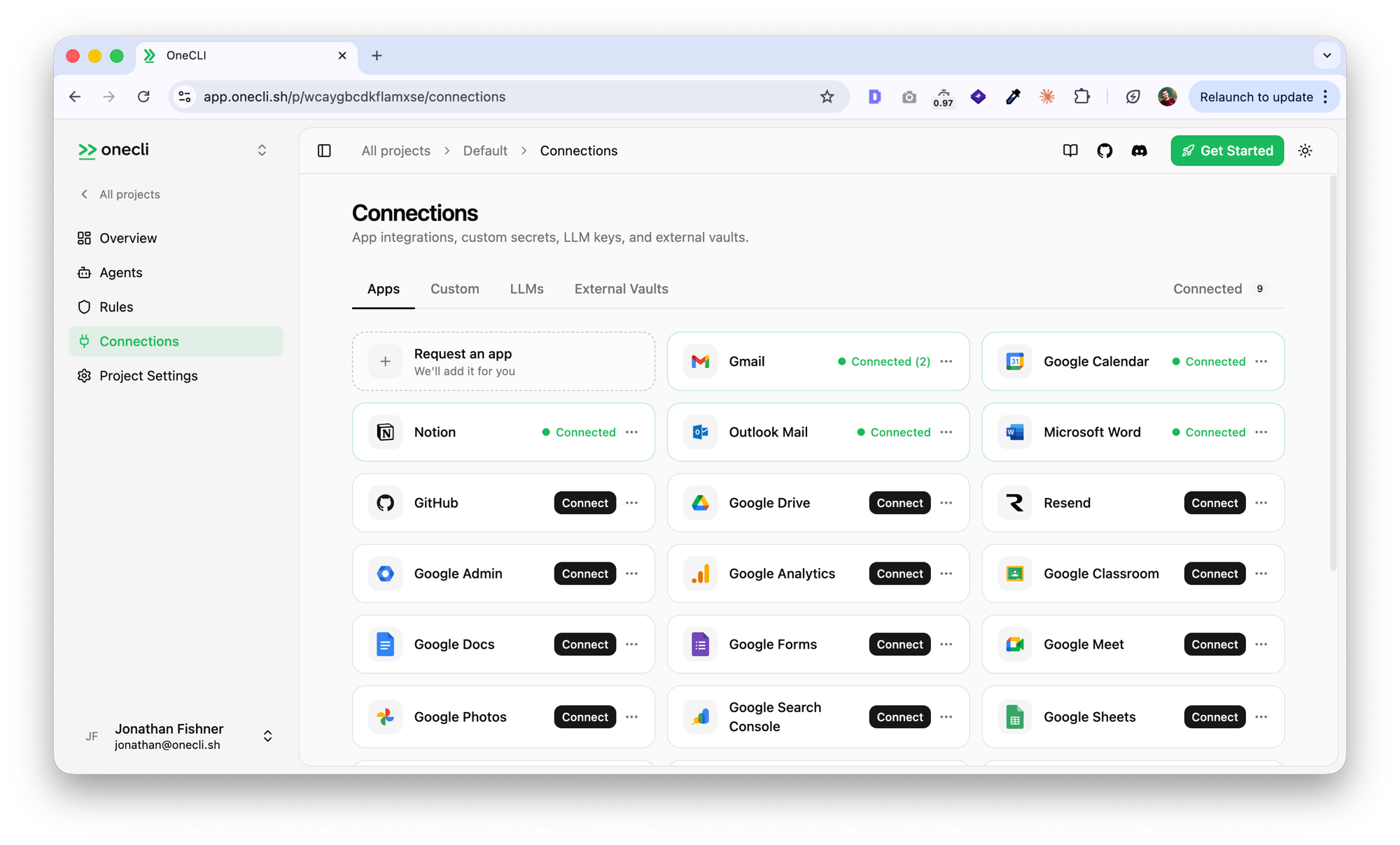 App Connections in the Hogpass dashboard