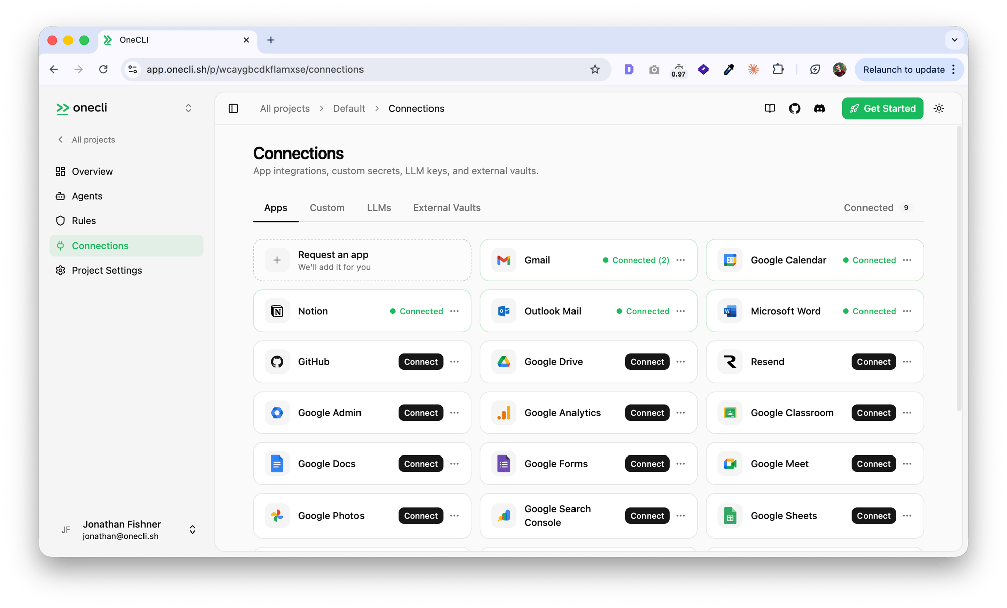 App Connections in the Hogpass dashboard