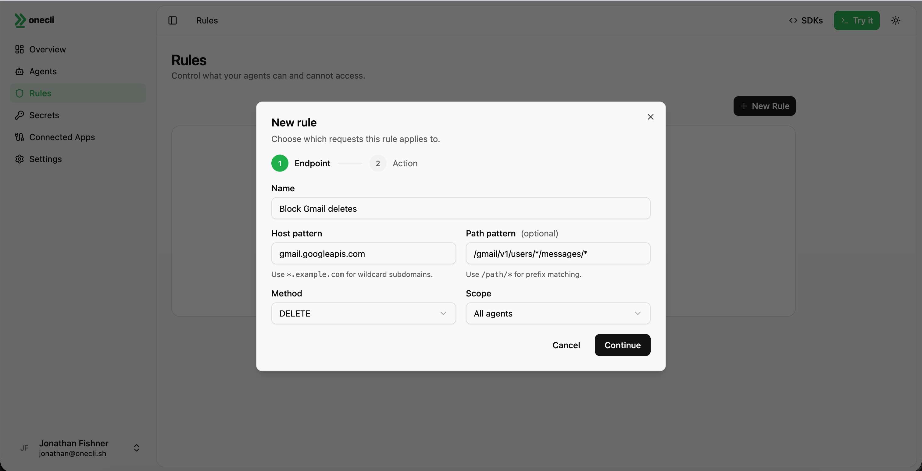 New rule - Endpoint step