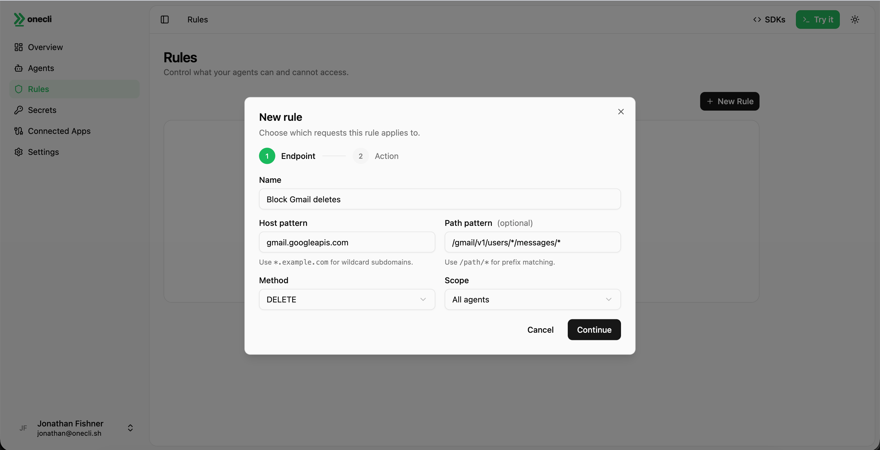 New rule - Endpoint step
