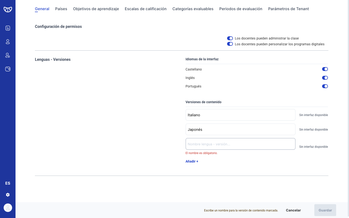 Versión de contenido sin nombre bloqueando el guardado