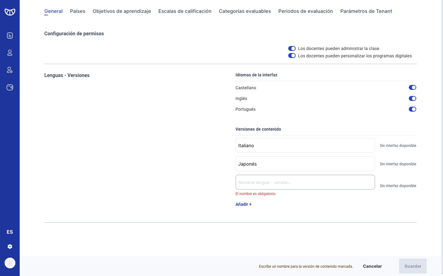 Versión de contenido sin nombre bloqueando el guardado