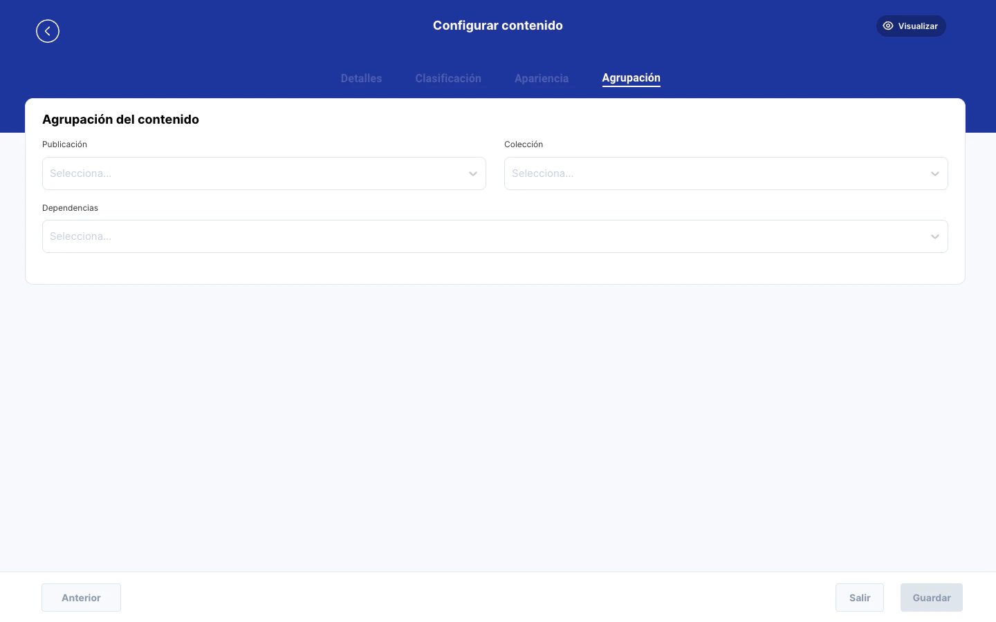 Paso de agrupacion del contenido