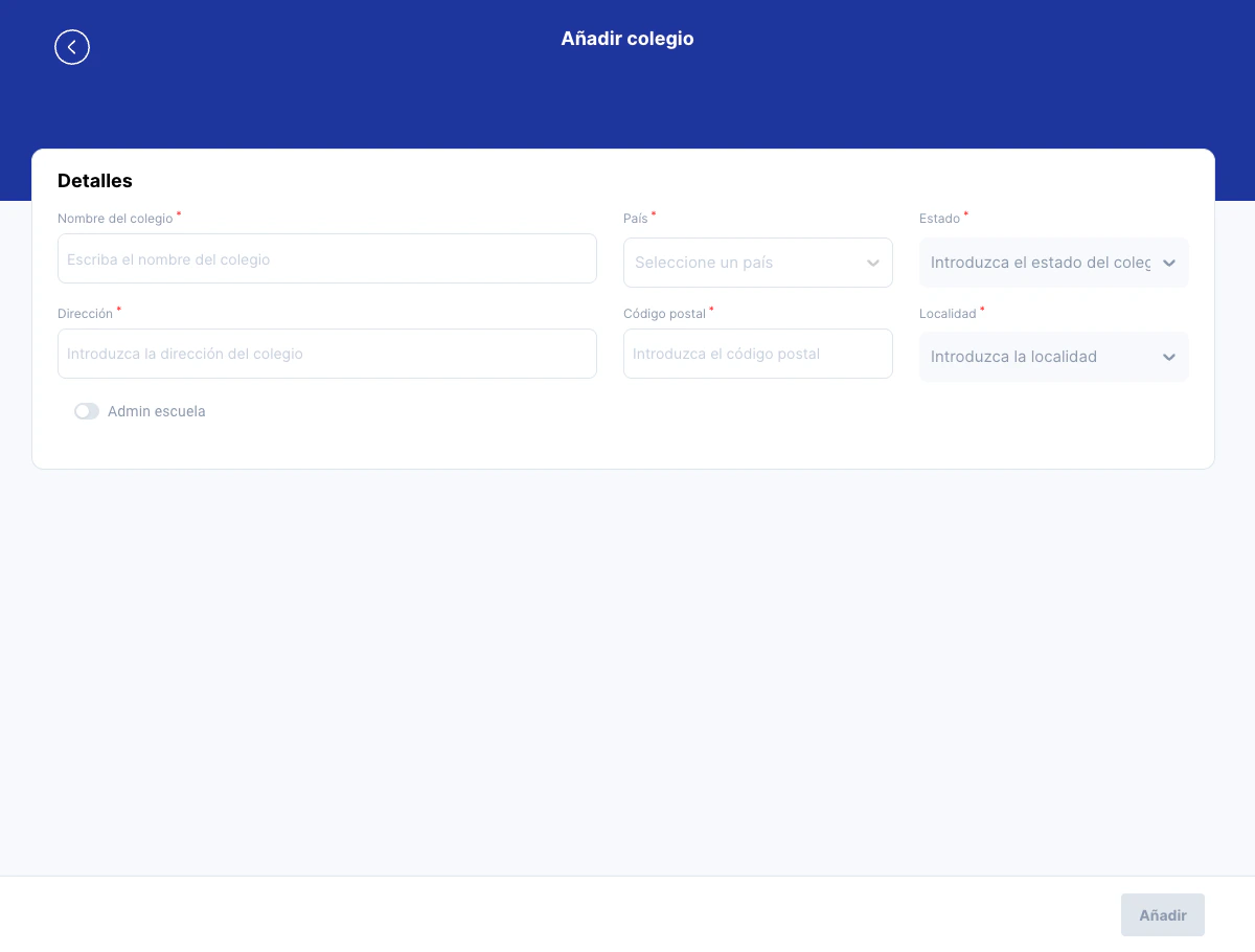 Botón añadir colegio