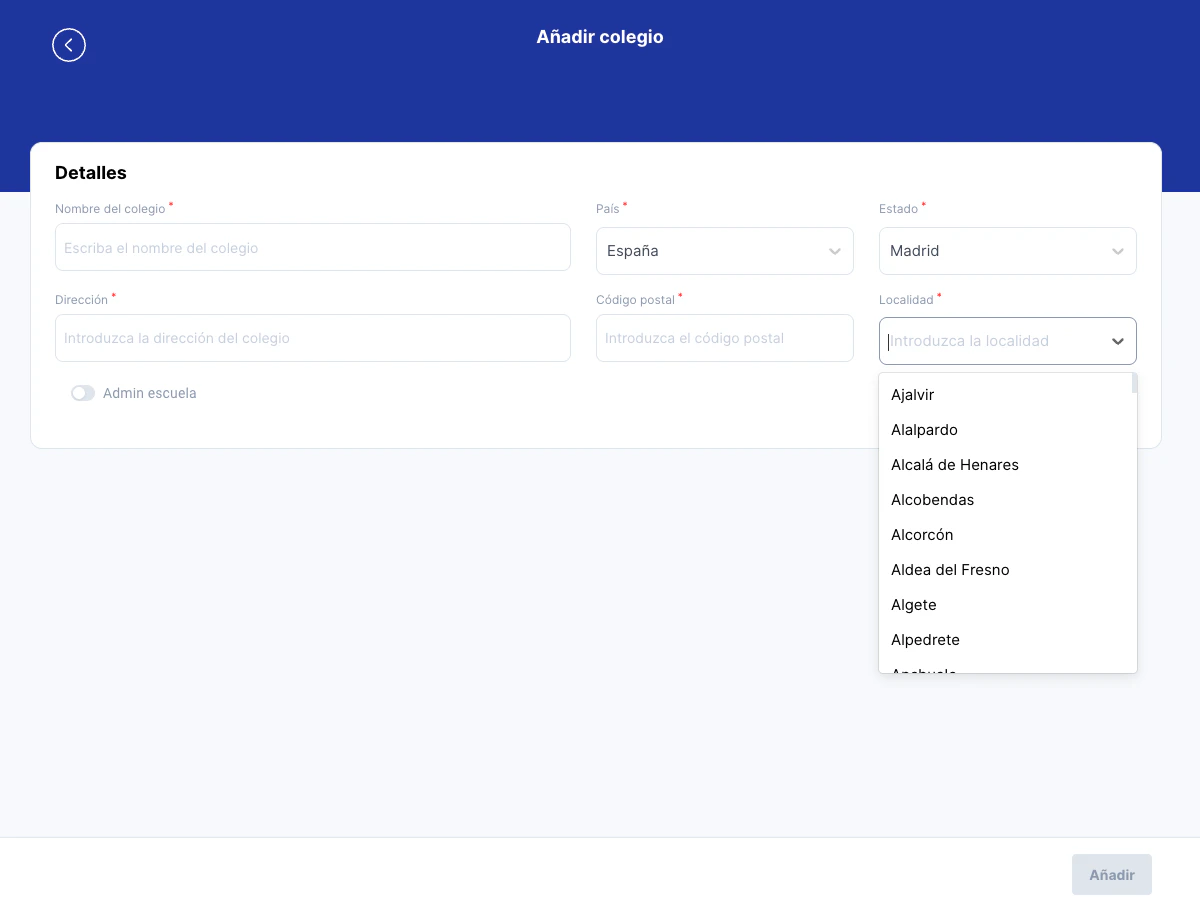 Selector de localidad