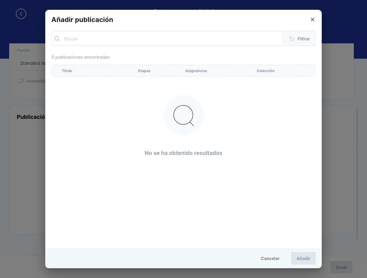 Diálogo de publicación