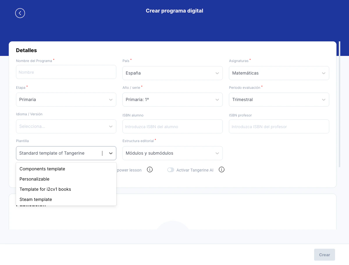 Selector de plantilla